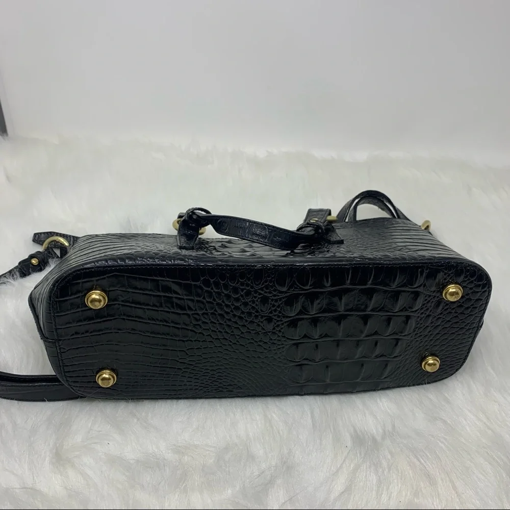 Brahmin Mini Asher Melbourne Embossed Leather Satchel Black - Picture 10 of 12